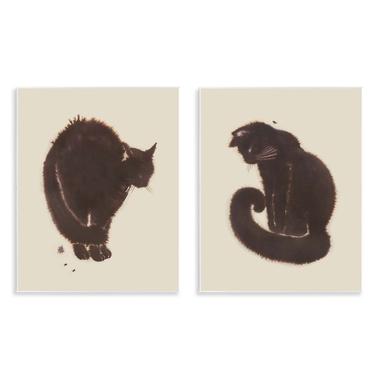 Stupell Industries Simple Cats on Beige 2pc Wall Plaque Art Set Design by Grace Popp